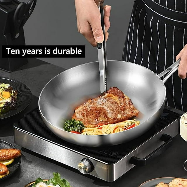 LOLYKITCH Whole Body Tri-Ply Stainless Steel Pan 8.5-10-12 inch Chef's Pan,Frying Pan Set, Skillets,Pot, Induction Pans, Cookware Set,Dishwasher and Oven Safe.(Detachable Handle)