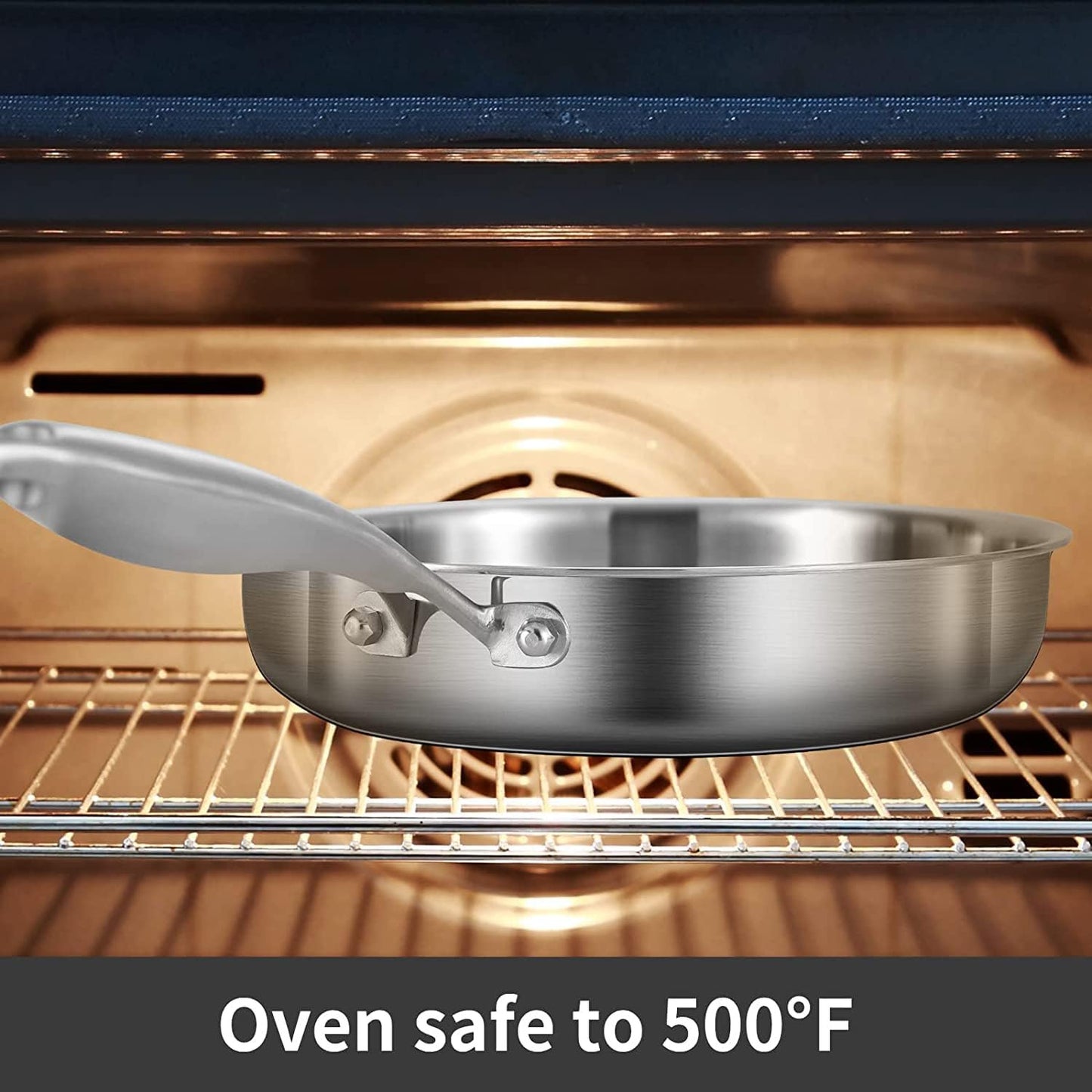 LOLYKITCH 10 Inch Tri-Ply Stainless Steel Sauté Pan wih Lid,3 QT Deep Frying pan,Small Skillet,Jumbo Cooker,Induction Pan,Dishwasher and Oven Safe,Detachable Handle.