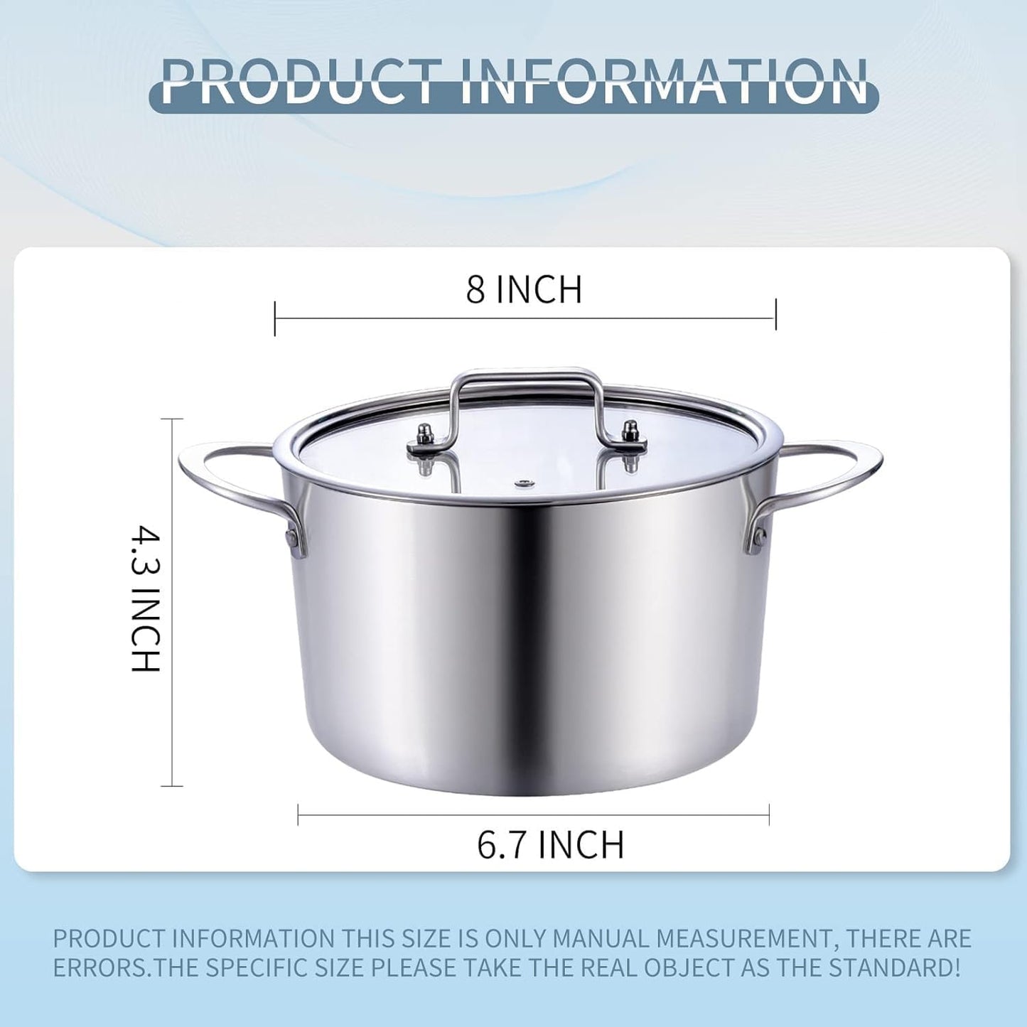 LOLYKITCH Tri-Ply 3 QT Stainless Steel Induction Cooking Pot,Small Stock Pot,Sauce Pan with Lid,Dishwasher and Oven Safe.
