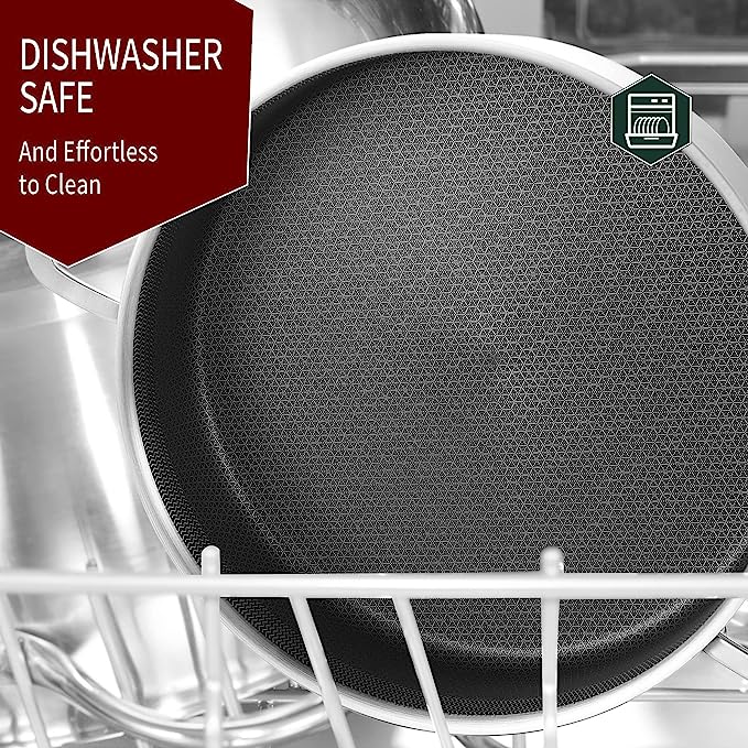 LOLYKITCH 6 QT Tri-Ply Stainless Steel Non-stick Sauté Pan with Lid,12 Inch Deep Frying pan,Large Skillet,Jumbo Cooker,Induction Pan,Dishwasher and Oven Safe.(Removable Handle)