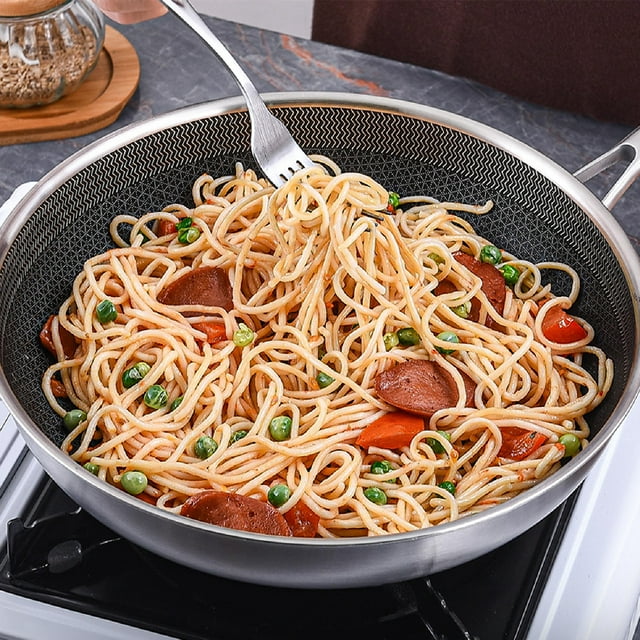 LOLYKITCH 12-Inch 3-Ply Hybird Non-stick Frying pan with Lid,Induction pan,Dishwasher and Oven Safe.(Removable Handle)