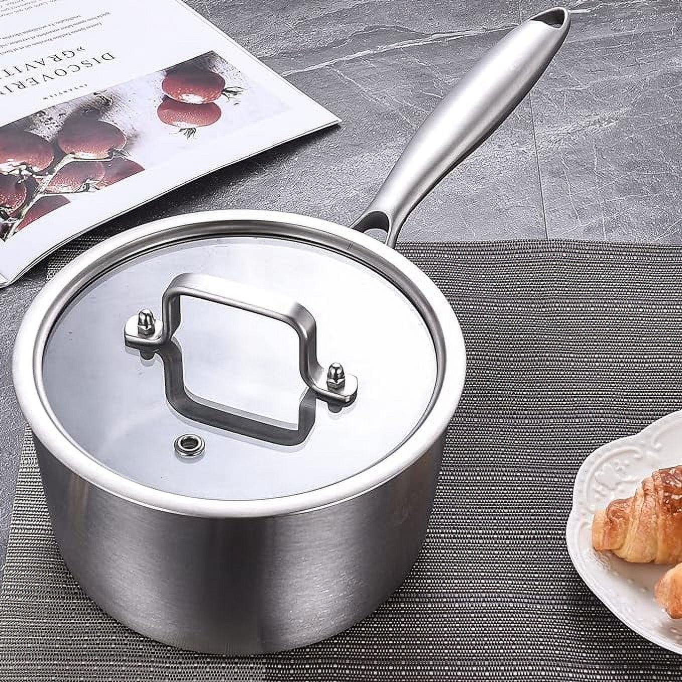 LOLYKITCH Whole Body Tri-Ply Stainless Steel Saucepan Set,1QT & 3QT,Induction Cooking Pot,Oven and Dishwasher Safe.