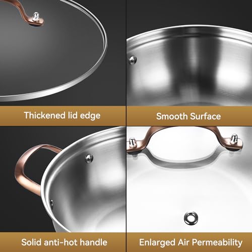 LOLYKITCH Tri-Ply Stainless Steel Everyday Pan with Lid
