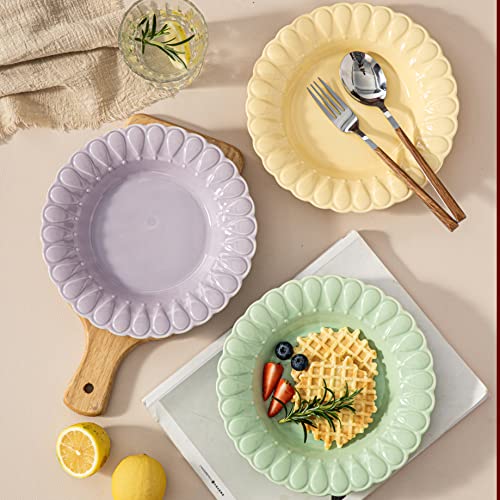 LOLYKITCH Porcelain Dinner Plates,Soup Plates, Pasta Plates, Ceramic Salad Plates Set of 6