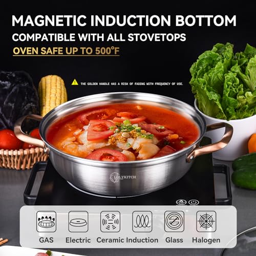 LOLYKITCH Tri-Ply Stainless Steel Everyday Pan with Lid