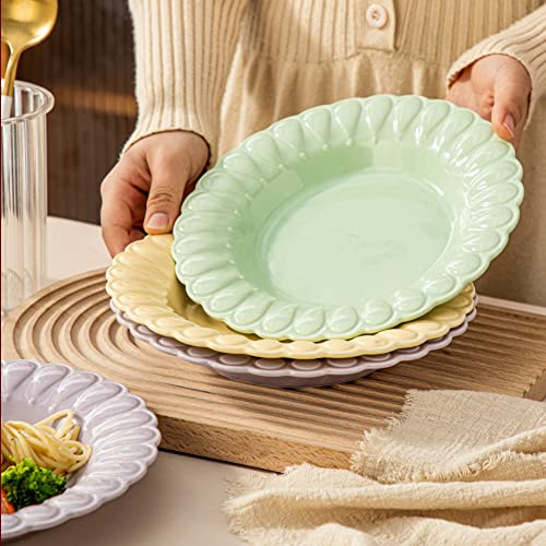 LOLYKITCH Porcelain Dinner Plates,Soup Plates, Pasta Plates, Ceramic Salad Plates Set of 6