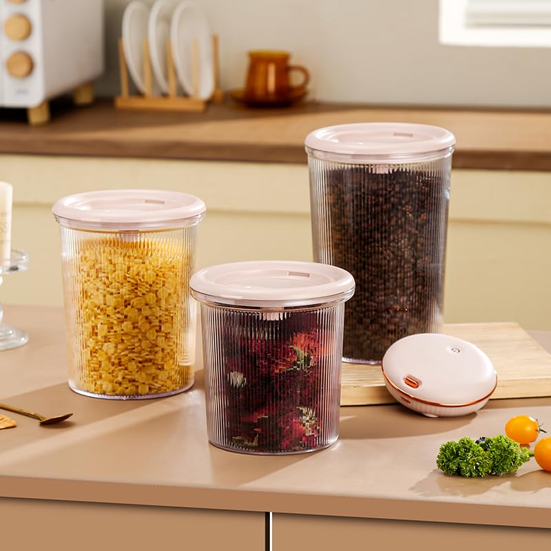 LOLYKITCH Automatic Vacuum Sealer Machine with Food Container Set for 3 Pcs,1/1.5/2 Liter,Transparent BPA Free,Keep Fresh Airtight Food Storage Container.