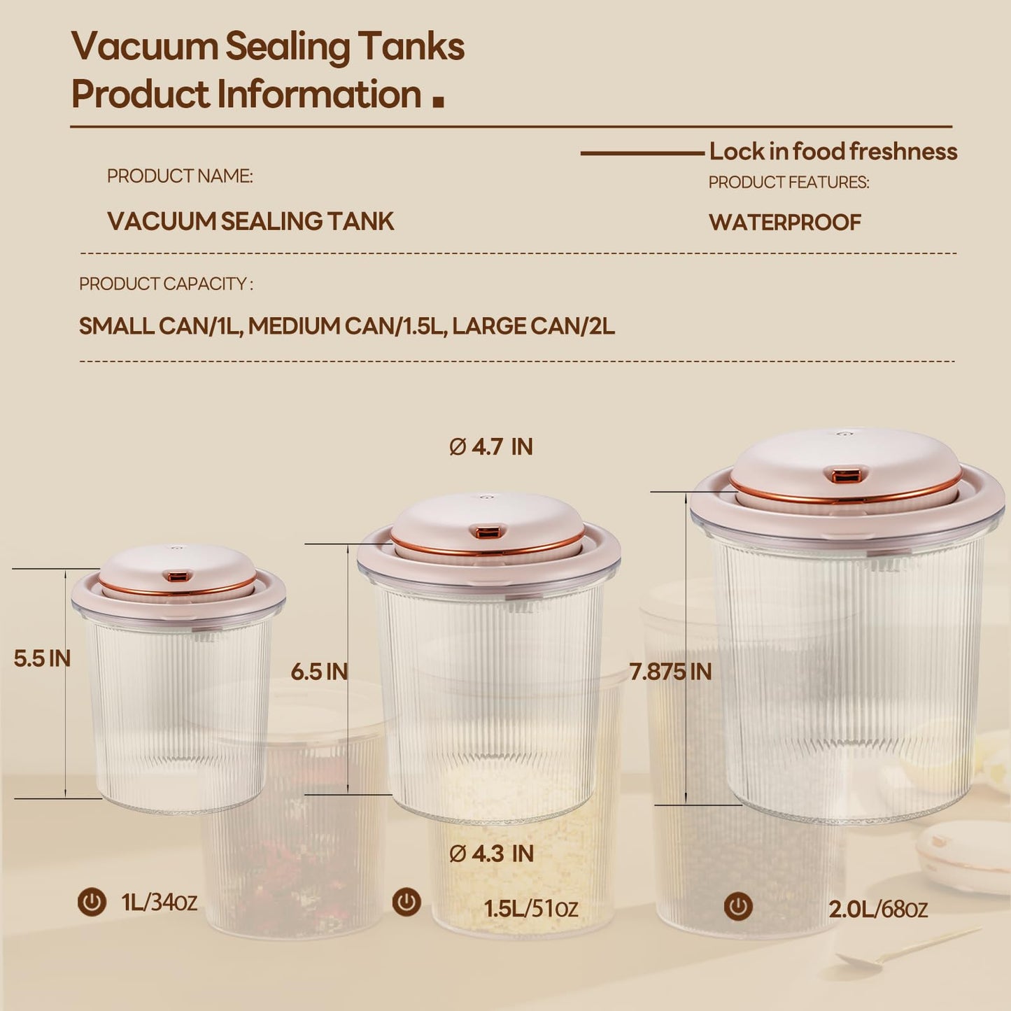 LOLYKITCH Automatic Vacuum Sealer Machine with Food Container Set for 3 Pcs,1/1.5/2 Liter,Transparent BPA Free,Keep Fresh Airtight Food Storage Container.