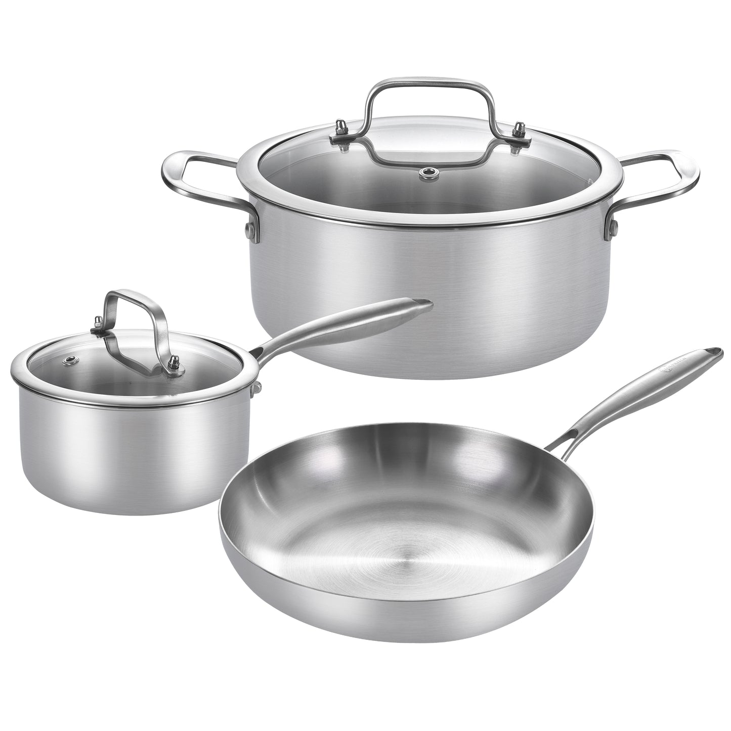 LOLYKITCH 5-Piece Cookware Set,12 inch Frying Pan,2 QT Saucepan,5 QT Stock Pot,Induction Compatible, Corrosion-Resistant & Easy-Clean Home Cooking Combination.