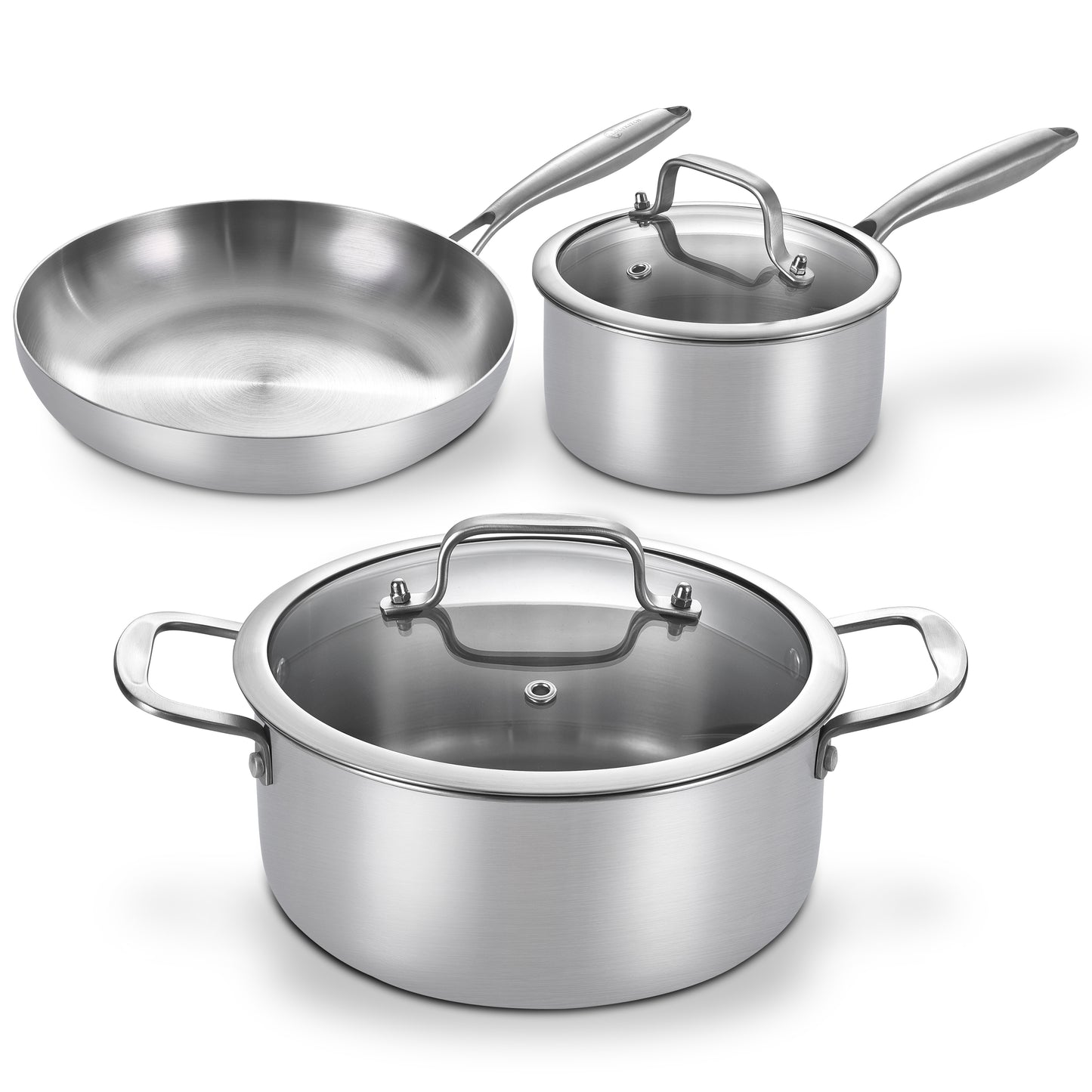 LOLYKITCH 5-Piece Cookware Set,12 inch Frying Pan,2 QT Saucepan,5 QT Stock Pot,Induction Compatible, Corrosion-Resistant & Easy-Clean Home Cooking Combination.