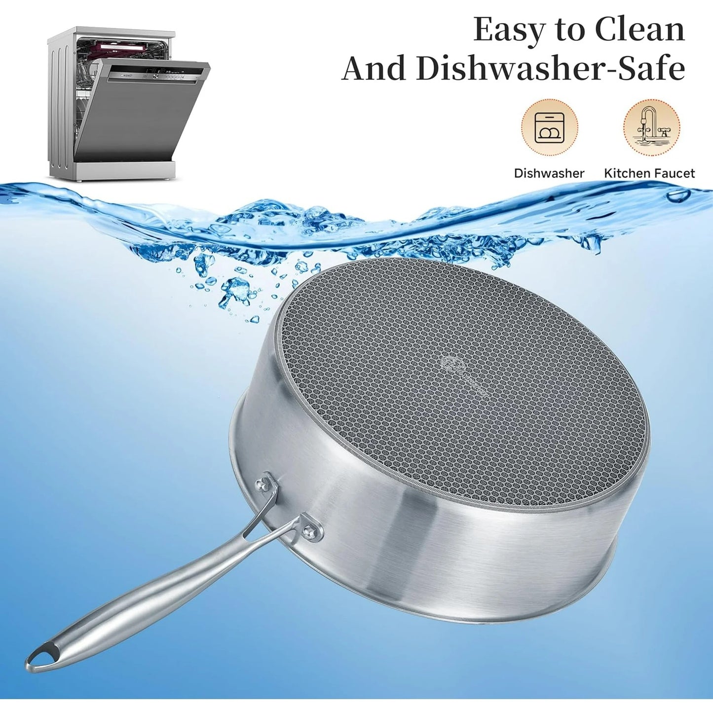 LOLYKITCH 7 Quarts Hybrid Non Stick Tri-Ply Stainless Steel Sauté Pan with Lid,12 inch Deep Frying Pan,Large Skillet,Induction Cooking Pan,Oven Safe and Detachable Handle.