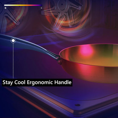 LOLYKITCH 8.5 InchTri-Ply Stainless Steel Frying Pan,Skillet,Induction Cooking Pan,Dishwasher and Oven Safe,Detachable Handle