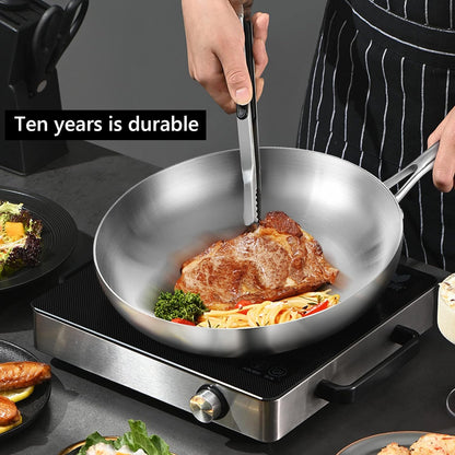 LOLYKITCH 10 Inch Tri-Ply Stainless Steel Frying Pan,Skillet,Chef's Pan,Induction Pan,Dishwasher and Oven Safe.