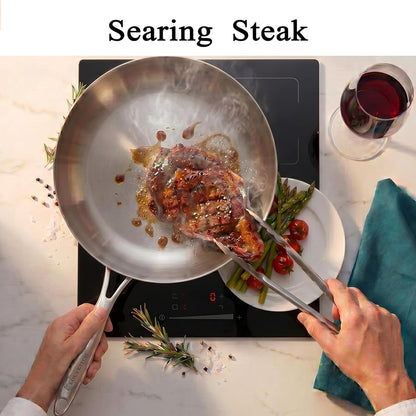 LOLYKITCH 10.25 Inch Stainless Steel Frying Pan – Small Tri-Ply Skillet Fast & Even Heating, Induction & Oven Safe Cookware for Modern Home Kitchens, Detachable Handle