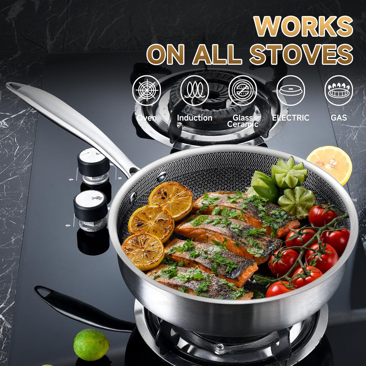 LOLYKITCH 2.8-Quart Deep Skillet with Lid | 10 Inch | Riveted Handle