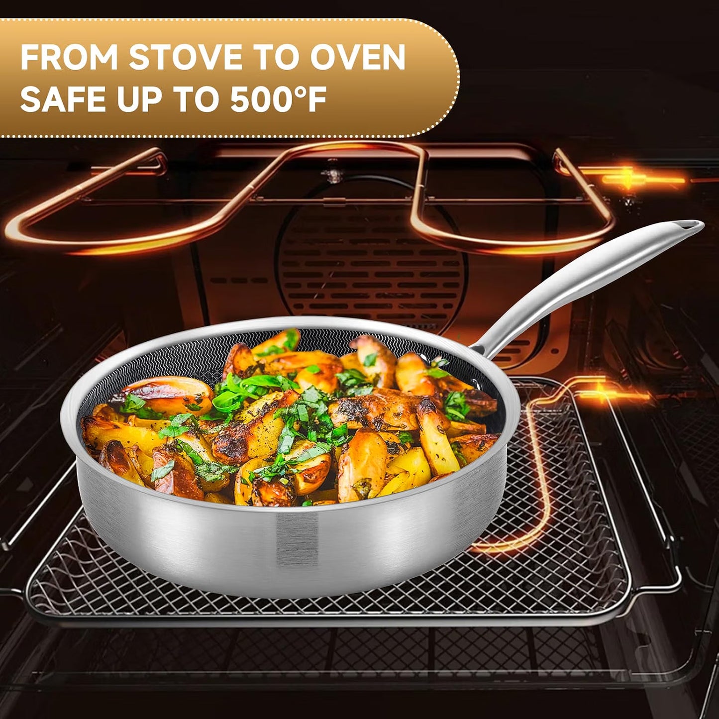 LOLYKITCH 2.8-Quart Deep Skillet with Lid | 10 Inch | Riveted Handle