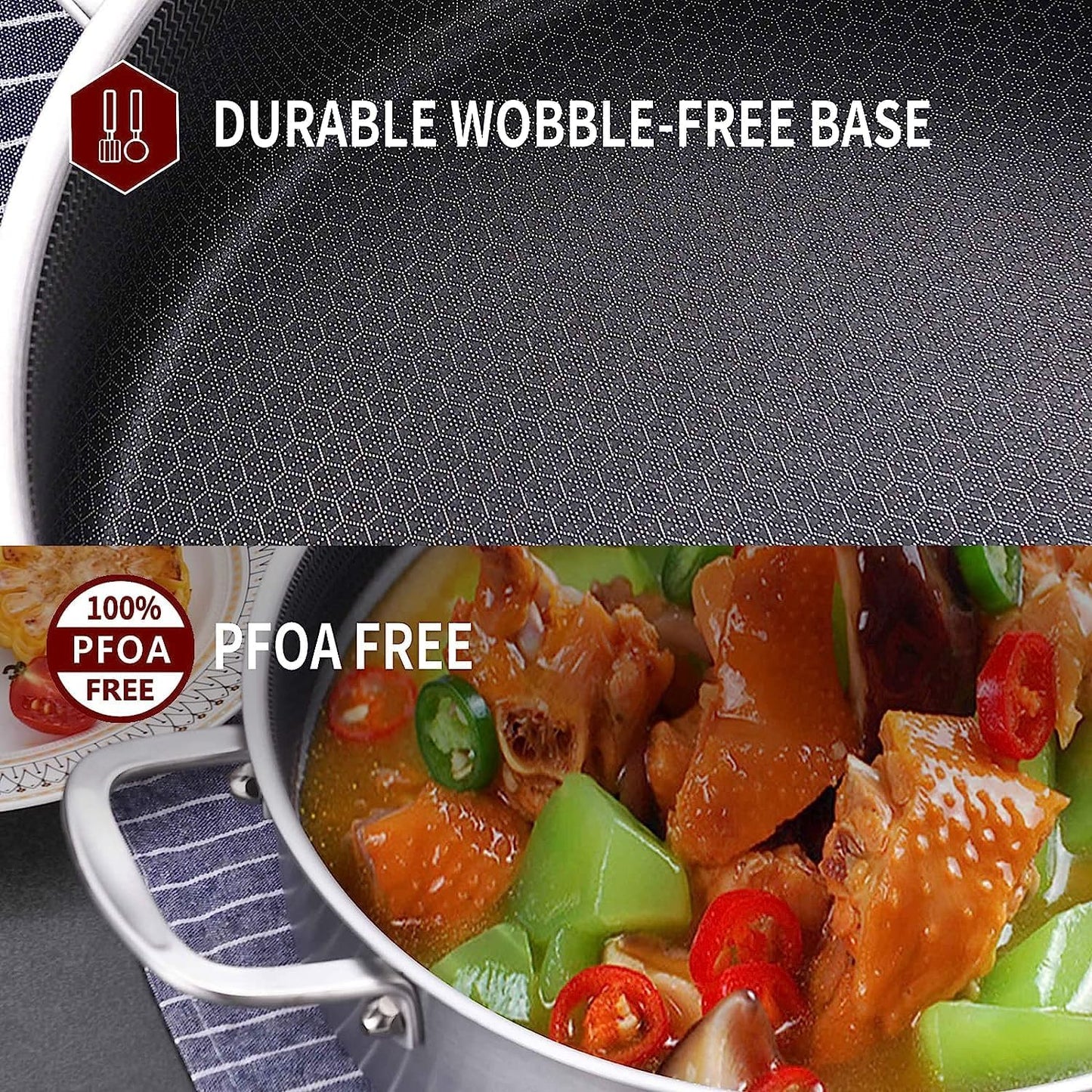 LOLYKITCH 6 QT Hybrid Tri-Ply Stainless Steel Non Stick Sauté Pan with Lid and 8-10 Inch Frying Pan,Induction Cooking Pan Set, Oven Safe and Detachable Handle