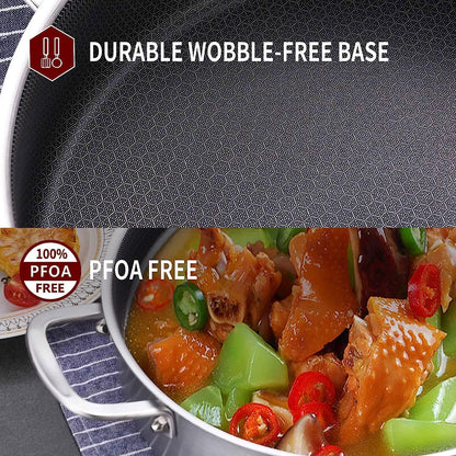 LOLYKITCH 6 QT Hybrid Tri-Ply Stainless Steel Non Stick Sauté Pan with Lid and 8-10 Inch Frying Pan,Induction Cooking Pan Set, Oven Safe and Detachable Handle