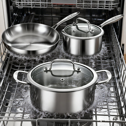 LOLYKITCH 5-Piece Cookware Set,12 inch Frying Pan,2 QT Saucepan,5 QT Stock Pot,Induction Compatible, Corrosion-Resistant & Easy-Clean Home Cooking Combination.