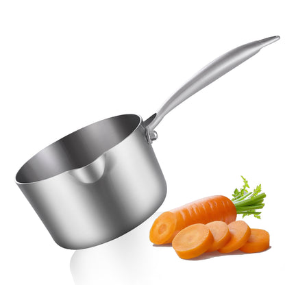 LOLYKITCH Tri-Ply Stainless Steel Saucepan with Tempered Glass Lid, Ergonomic Handel, Compatible with All Stove Tops Oven Safe