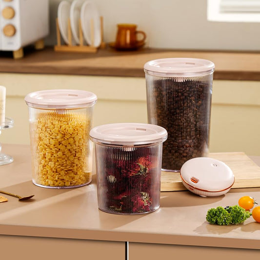LOLYKITCH Automatic Vacuum Sealer Machine with Food Container Set for 3 Pcs,1/1.5/2 Liter,Transparent BPA Free,Keep Fresh Airtight Food Storage Container.
