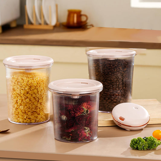 LOLYKITCH Automatic Vacuum Sealer Machine with Food Container Set of 3,1.0 L/34 OZ X 2 and 2.0 L/68 OZ,Transparent BPA Free,Keep Fresh Airtight Food Storage Container.